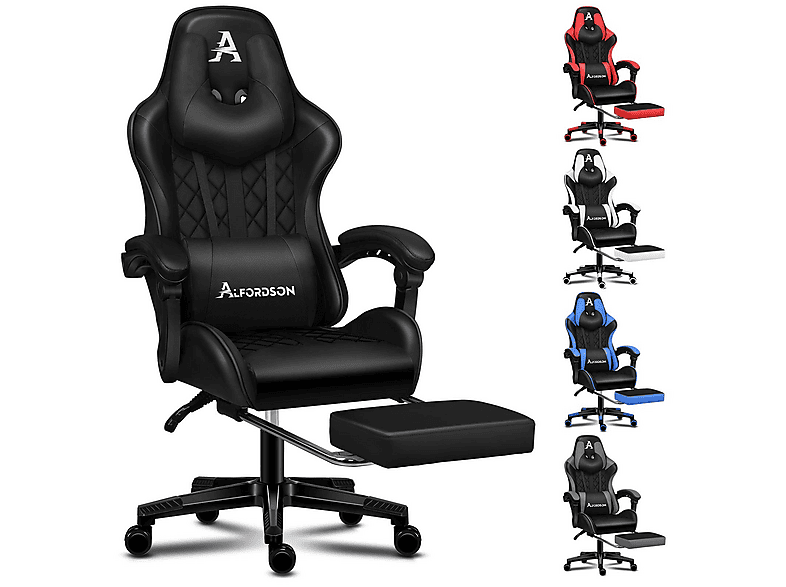 ALFORDSON Integrierte Fußstütze, Lendenkissen, ergonomisch Gaming-Stuhl