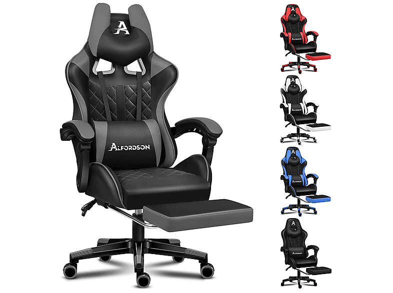 ALFORDSON Integrierte Fußstütze, Lendenkissen, ergonomisch Gaming-Stuhl