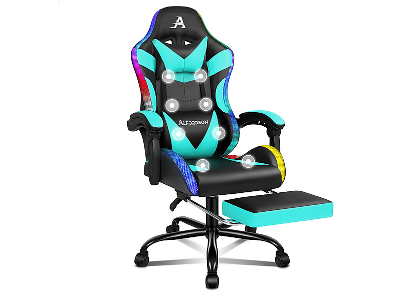 ALFORDSON 150° Neigung, Massage, LED, ergonomisch Gaming-Stuhl