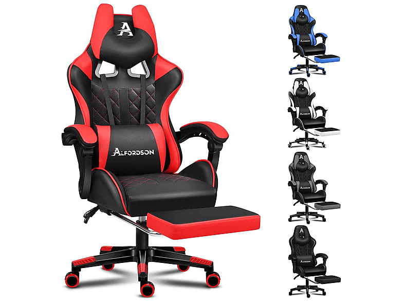 ALFORDSON Integrierte Fußstütze, Lendenkissen, ergonomisch Gaming-Stuhl