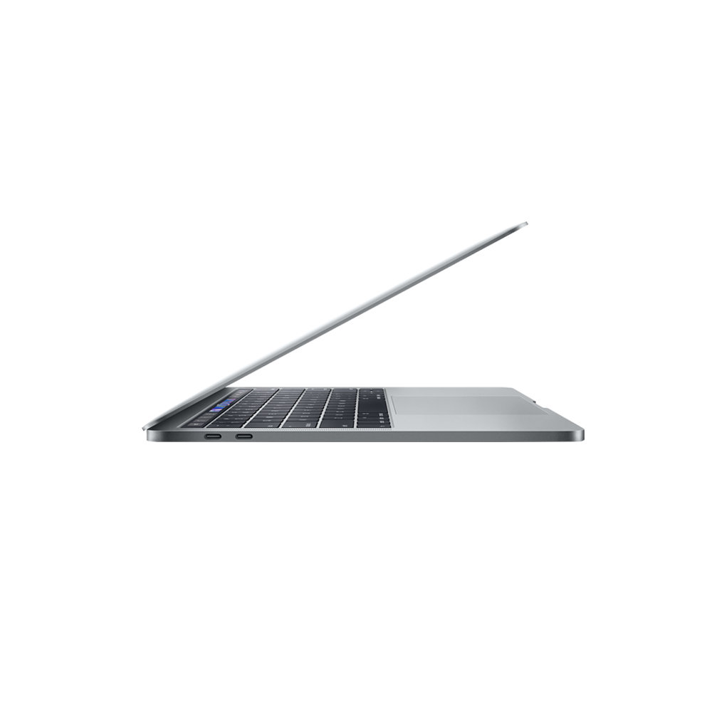 Un portátil plateado está abierto, mostrando el teclado y la pantalla. El portátil está sobre un fondo blanco.