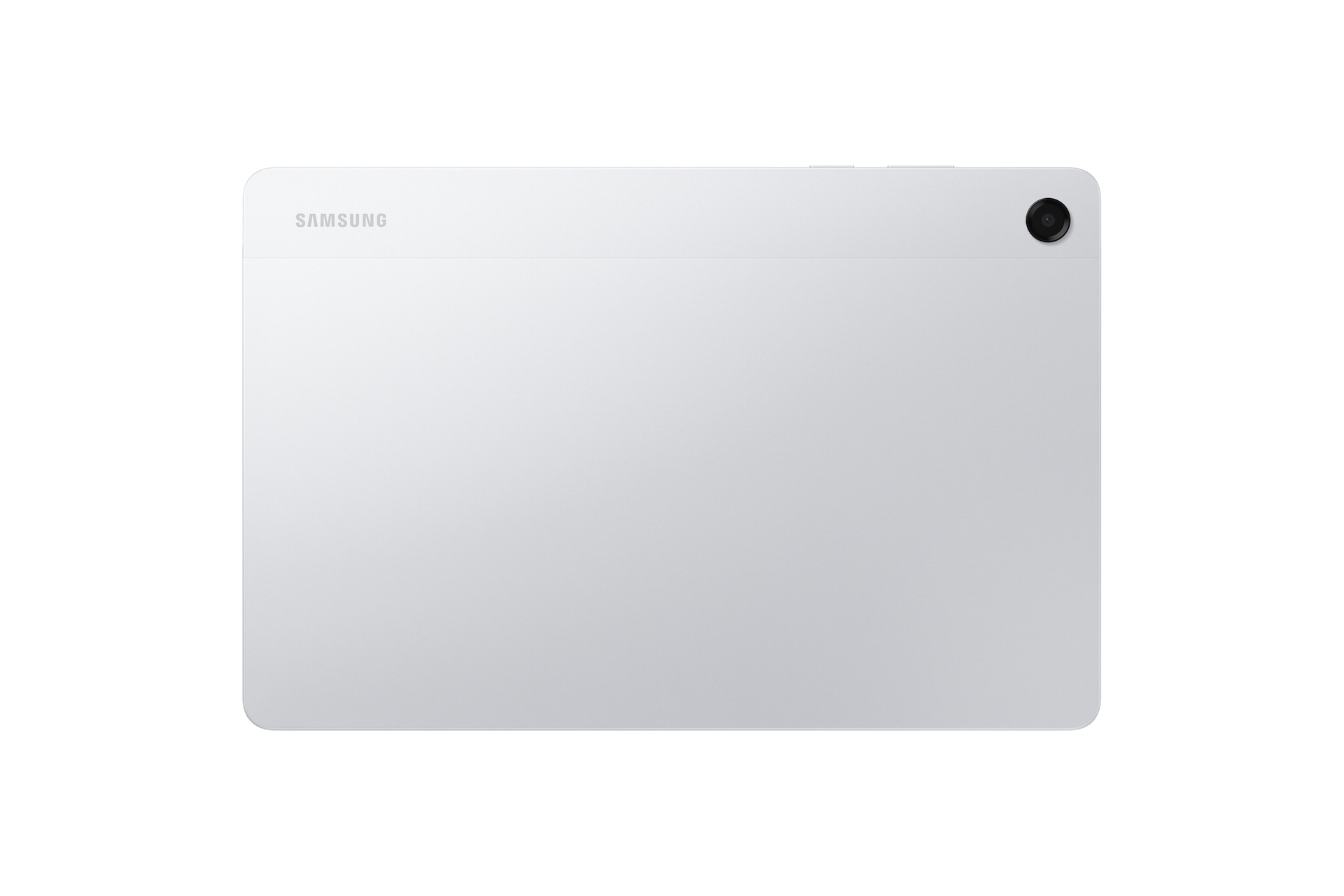 Tył białego tabletu Samsung z czarnym obiektywem aparatu w prawym górnym rogu.