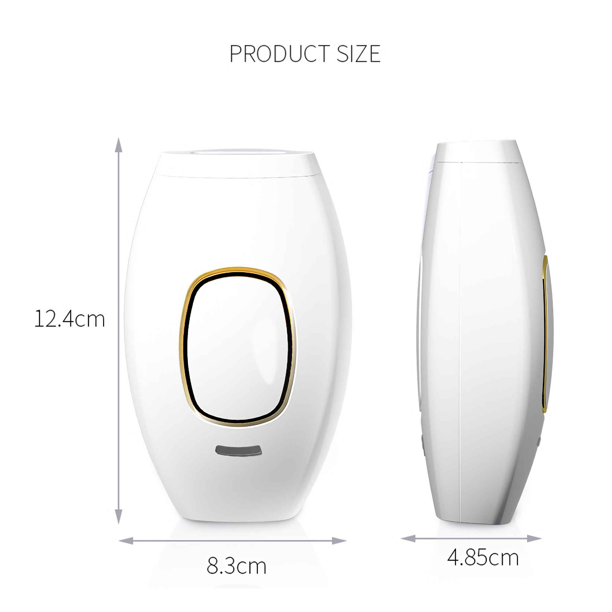 Produktgröße: Gerät ist 12,4 cm hoch, 8,3 cm breit, 4,85 cm tief.