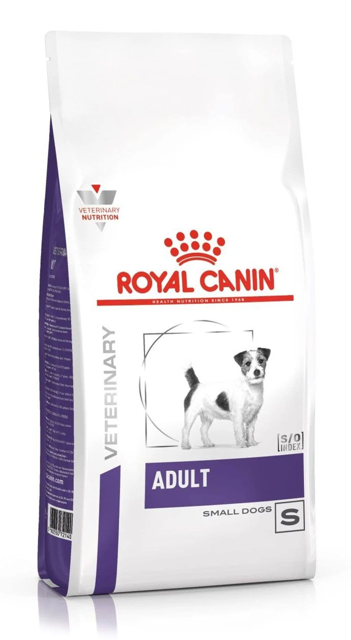 Biała torba karmy Royal Canin Veterinary Nutrition dla dorosłych małych psów.