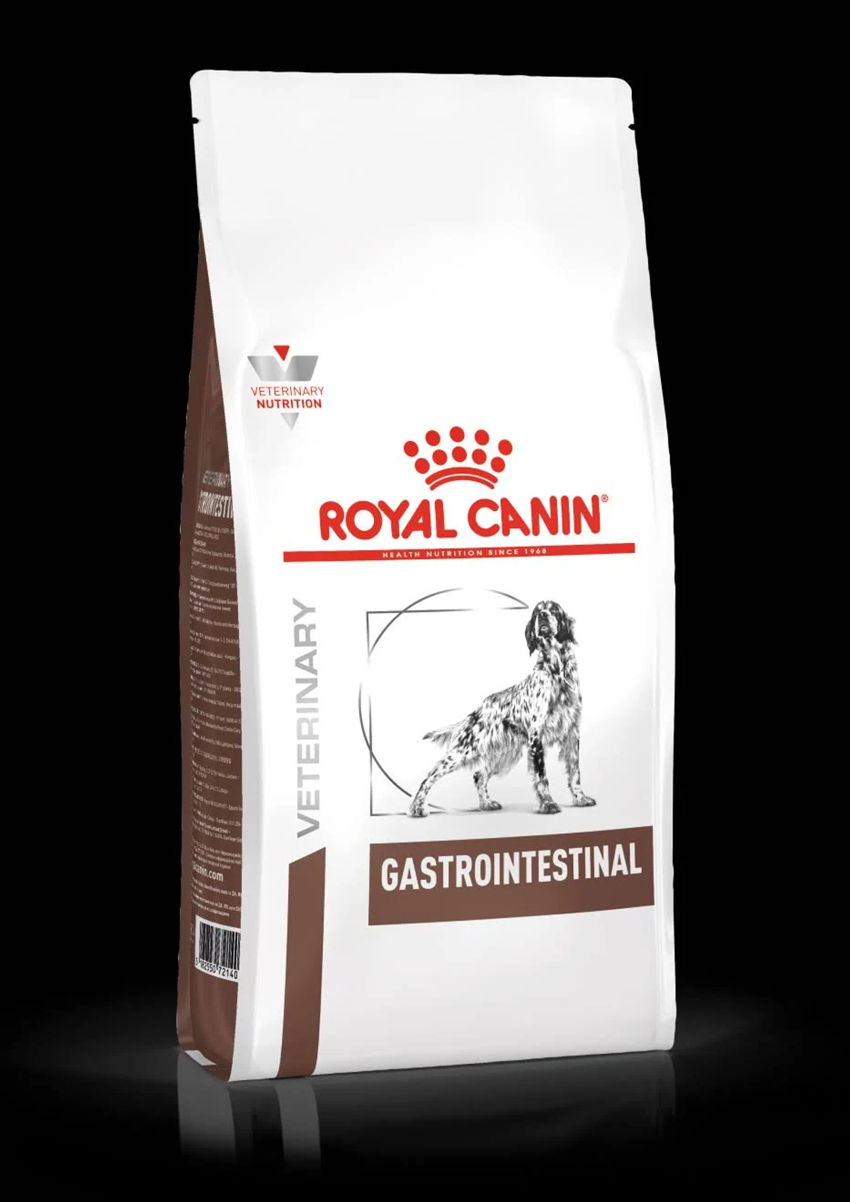 Bolsa de comida Royal Canin Gastrointestinal para perros con ilustración de perro.
