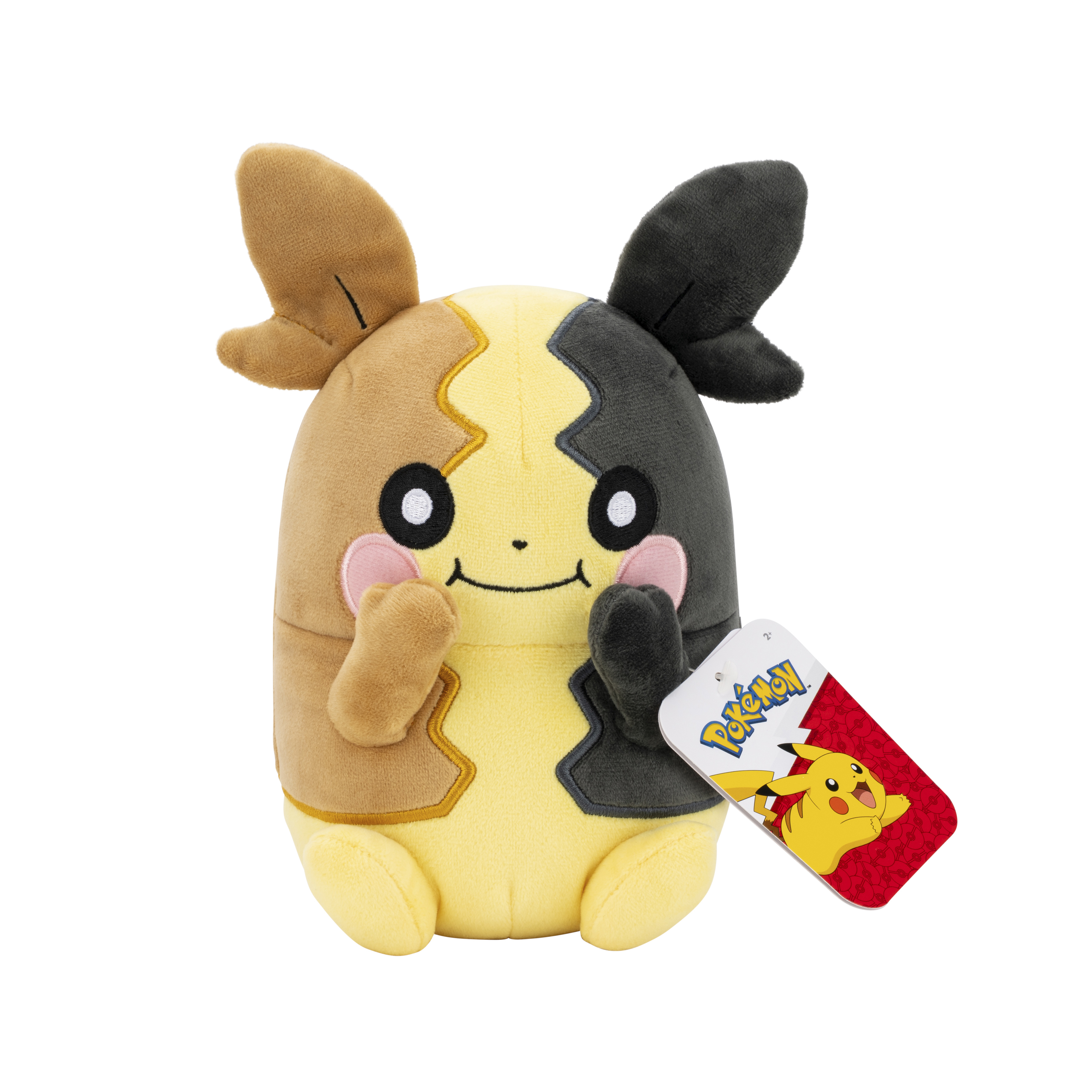 Une peluche Pokémon jaune avec des oreilles et des joues marron et noires.