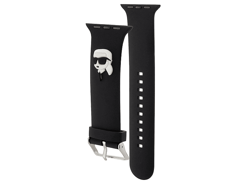 KARL LAGERFELD Apple Watch 38 mm Uyumlu Orijinal Lisanslı İkonik Karl Head Logolu Silikon Akıllı Saat Kordonu Siyah