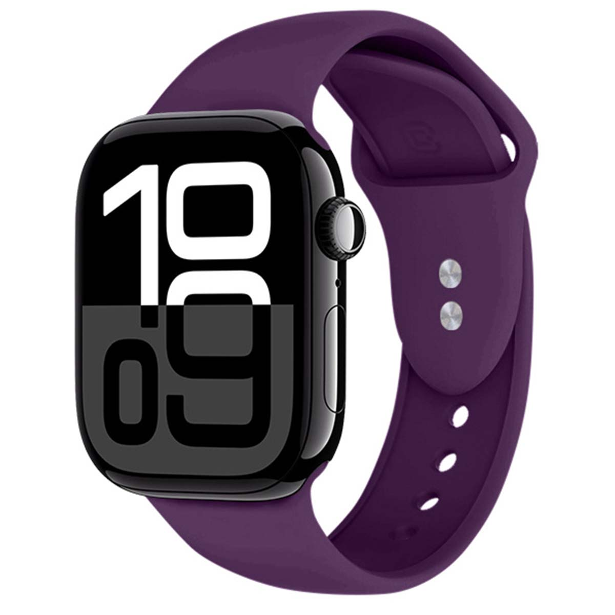 Uno smartwatch viola con display digitale che mostra le 10:09.