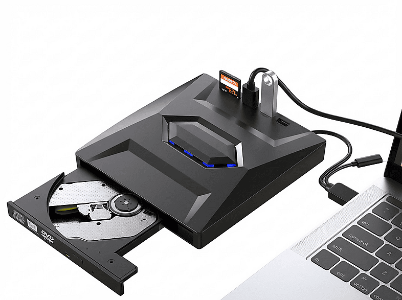 OOKURA 7-in-1 USB-C 3.0 SD TF Portabel DVD-RW SD extern DVD Brenner