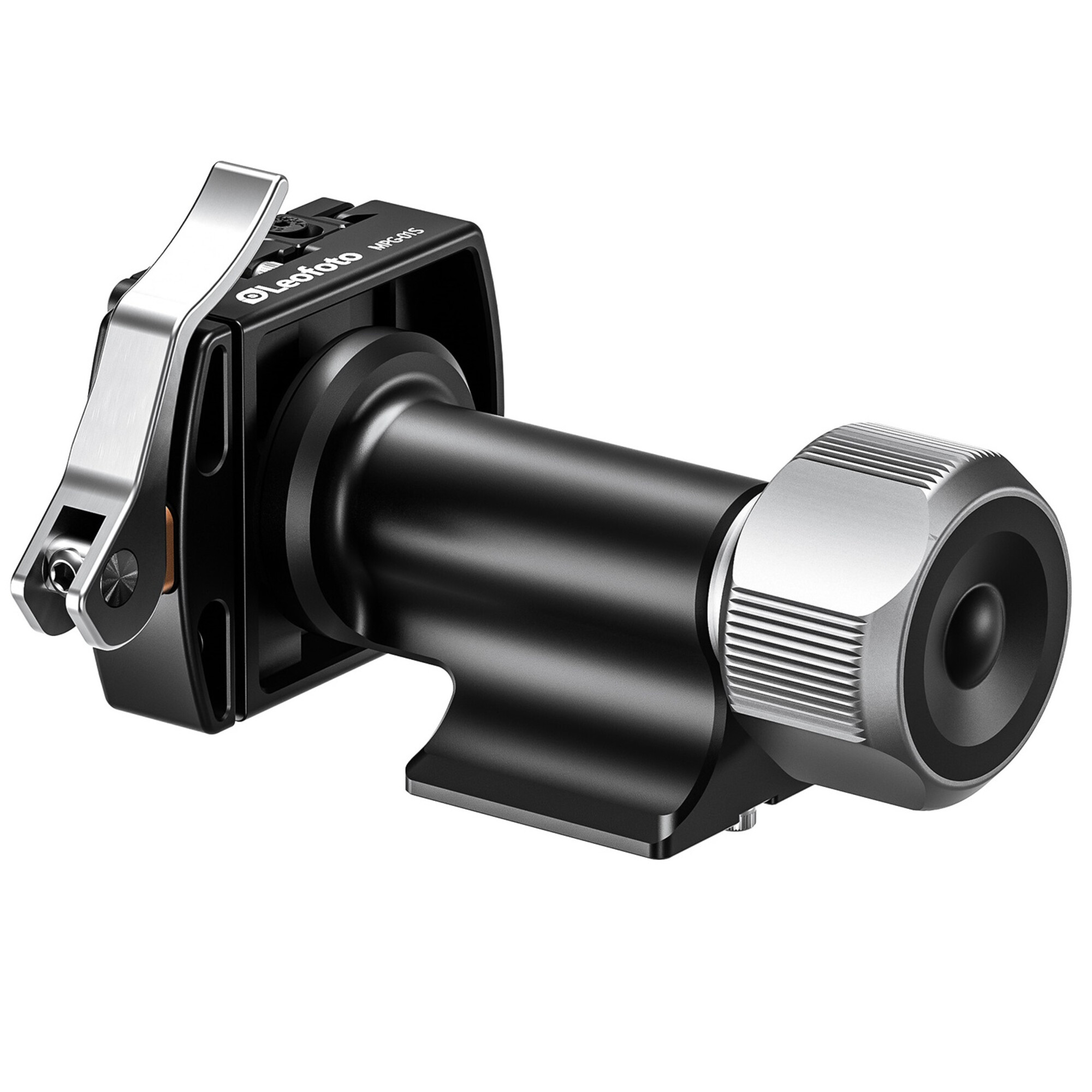 Leofoto MPG-01S Einbeinstativkopf mit Schnellspannklemme und Einstellknopf.