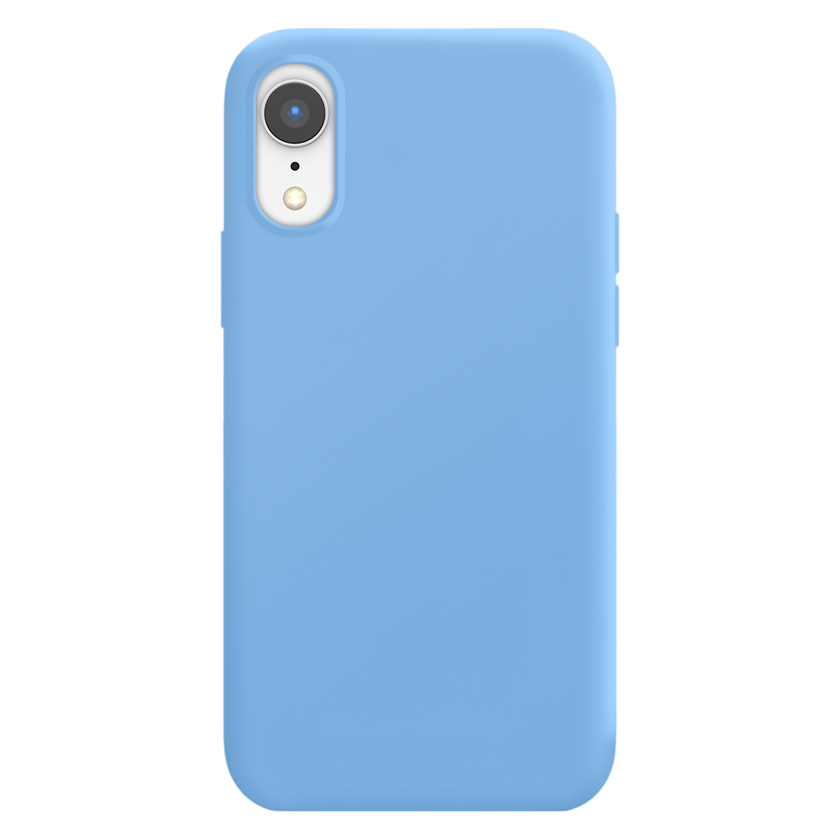 Una funda de teléfono azul claro con un recorte para la cámara en la parte posterior.