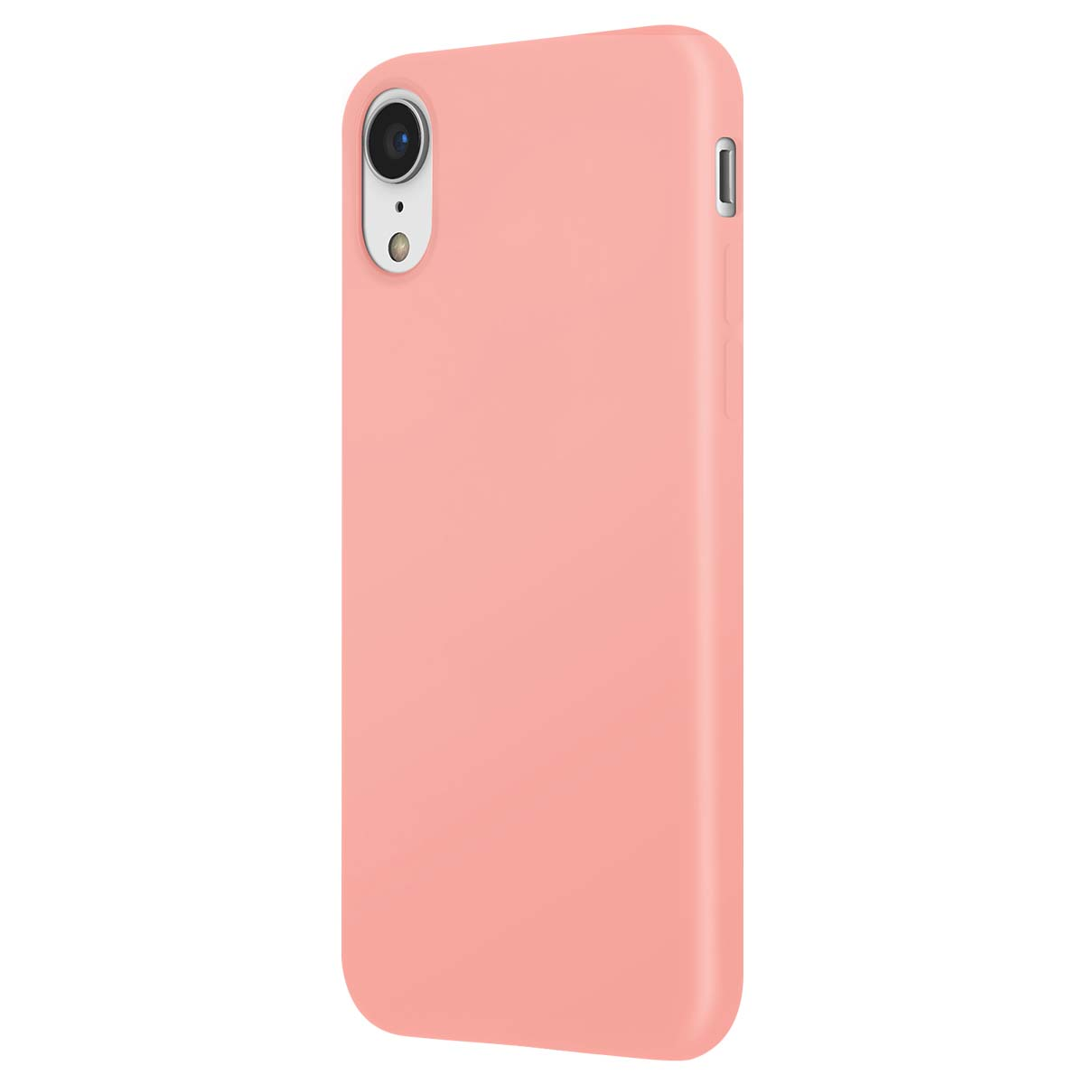 Una funda de teléfono rosa con lente de cámara y flash en la parte posterior.