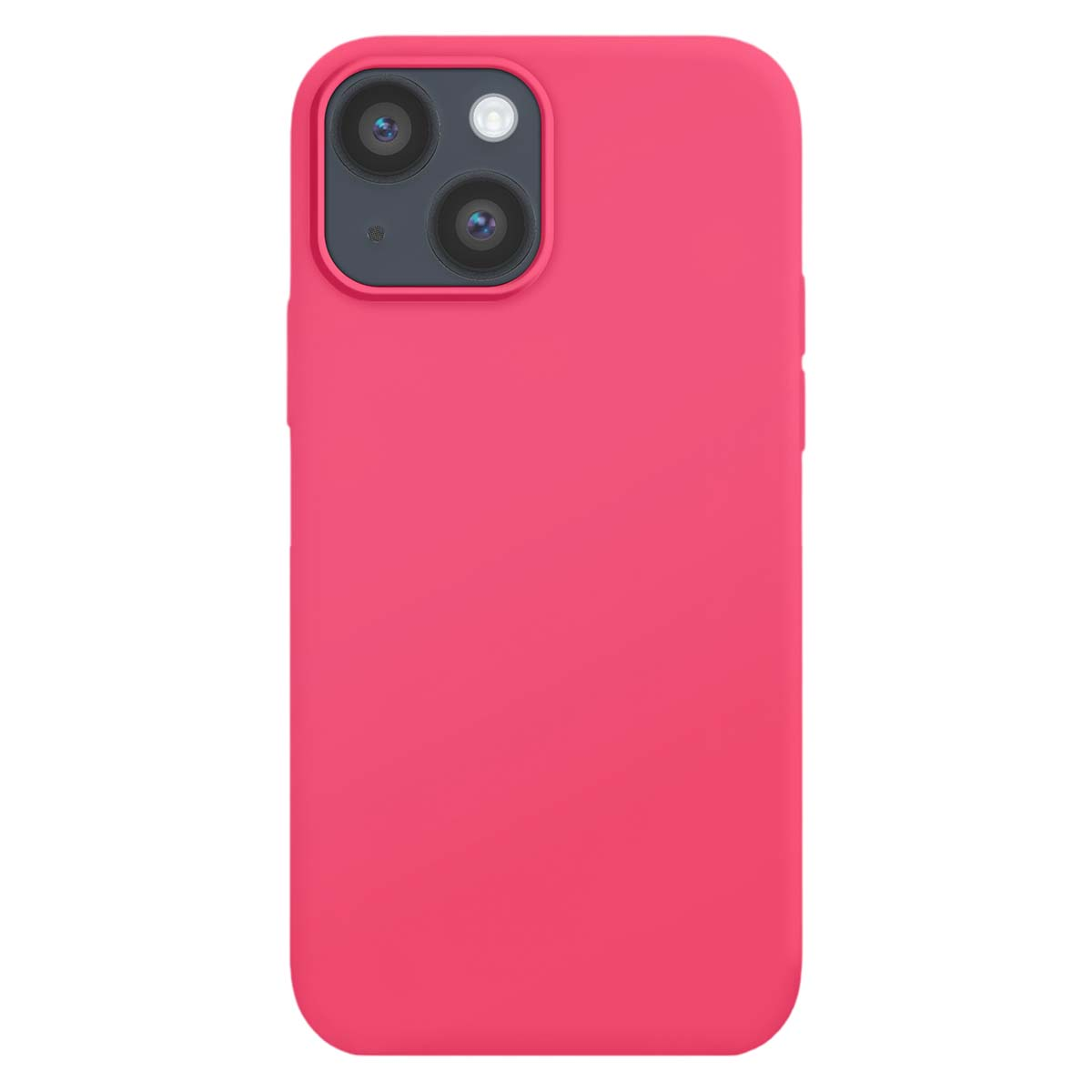 Una cover rosa acceso per iPhone con modulo a doppia fotocamera.