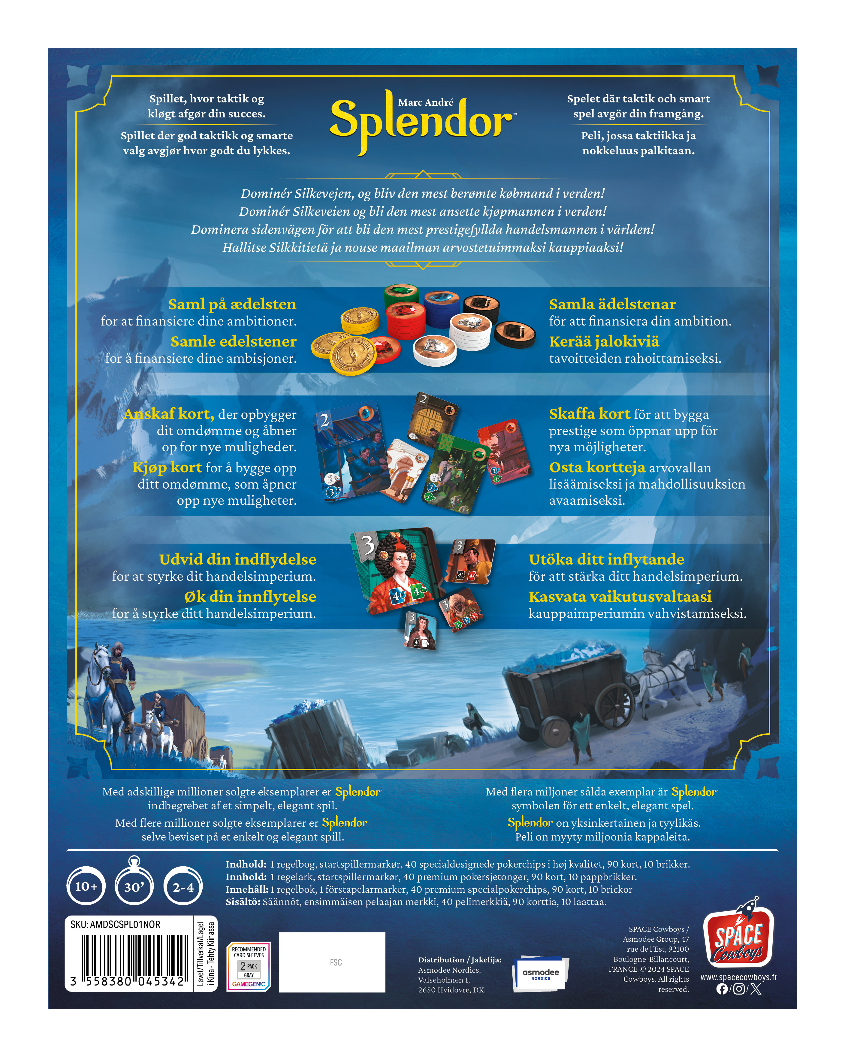 Brettspiel Splendor: Juwelen sammeln, Karten kaufen, Einfluss ausbauen.