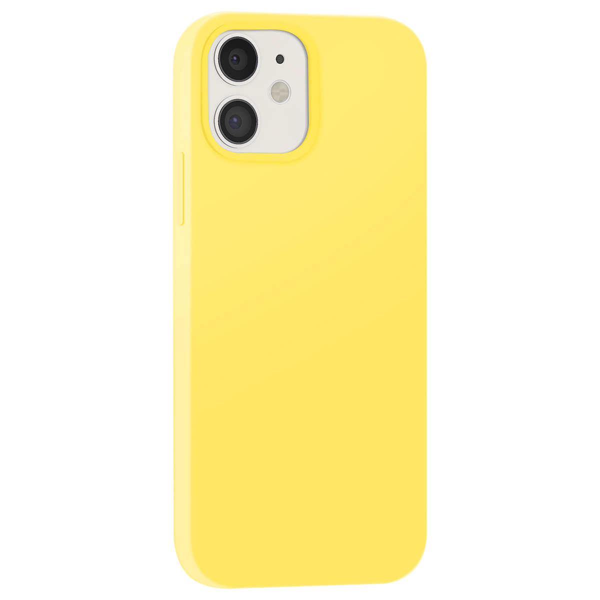 Coque jaune pour iPhone avec double appareil photo sur fond blanc.