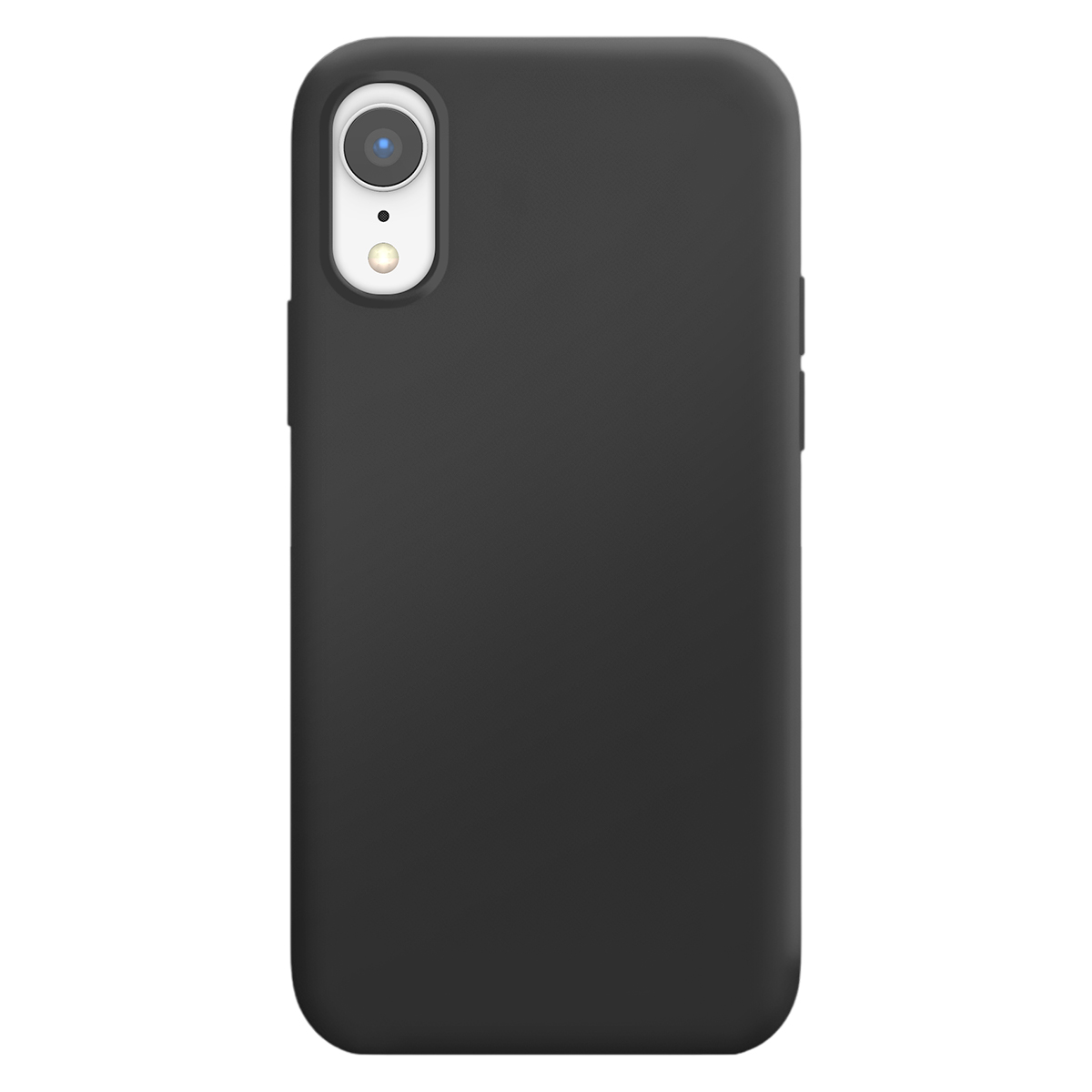 Funda de teléfono gris oscuro con recorte de cámara sobre fondo blanco.