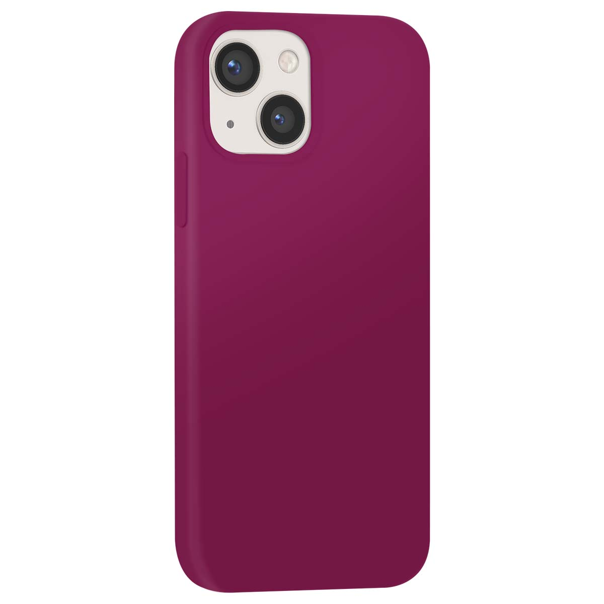 Nahaufnahme einer magenta Handyhülle mit zweifacher Kameraaussparung.