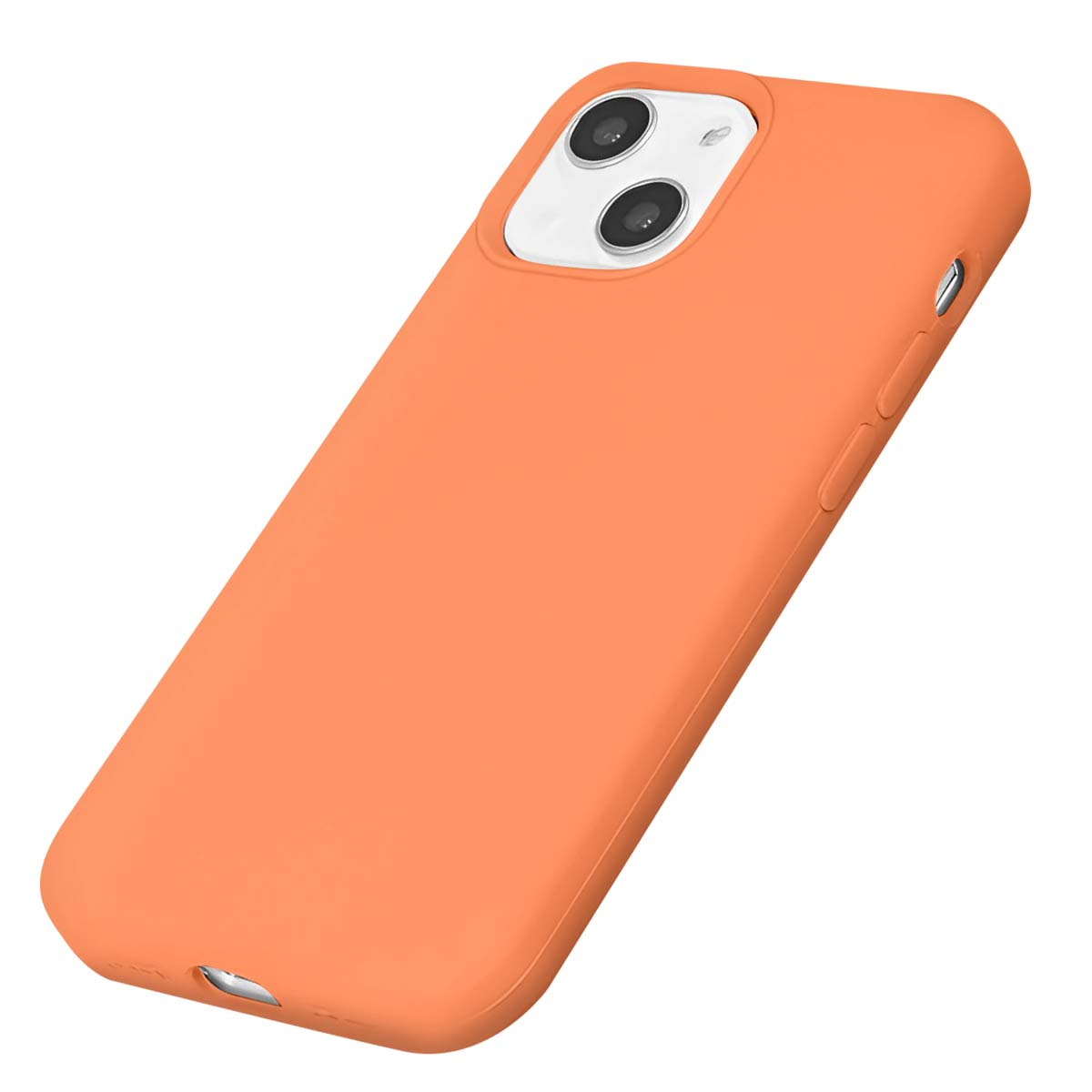 Orange Handyhülle mit doppelter Kameraaussparung auf weißem Hintergrund.