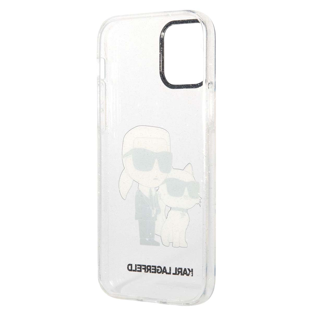 Transparente Handyhülle mit Karl Lagerfeld und Katze als Motiv.