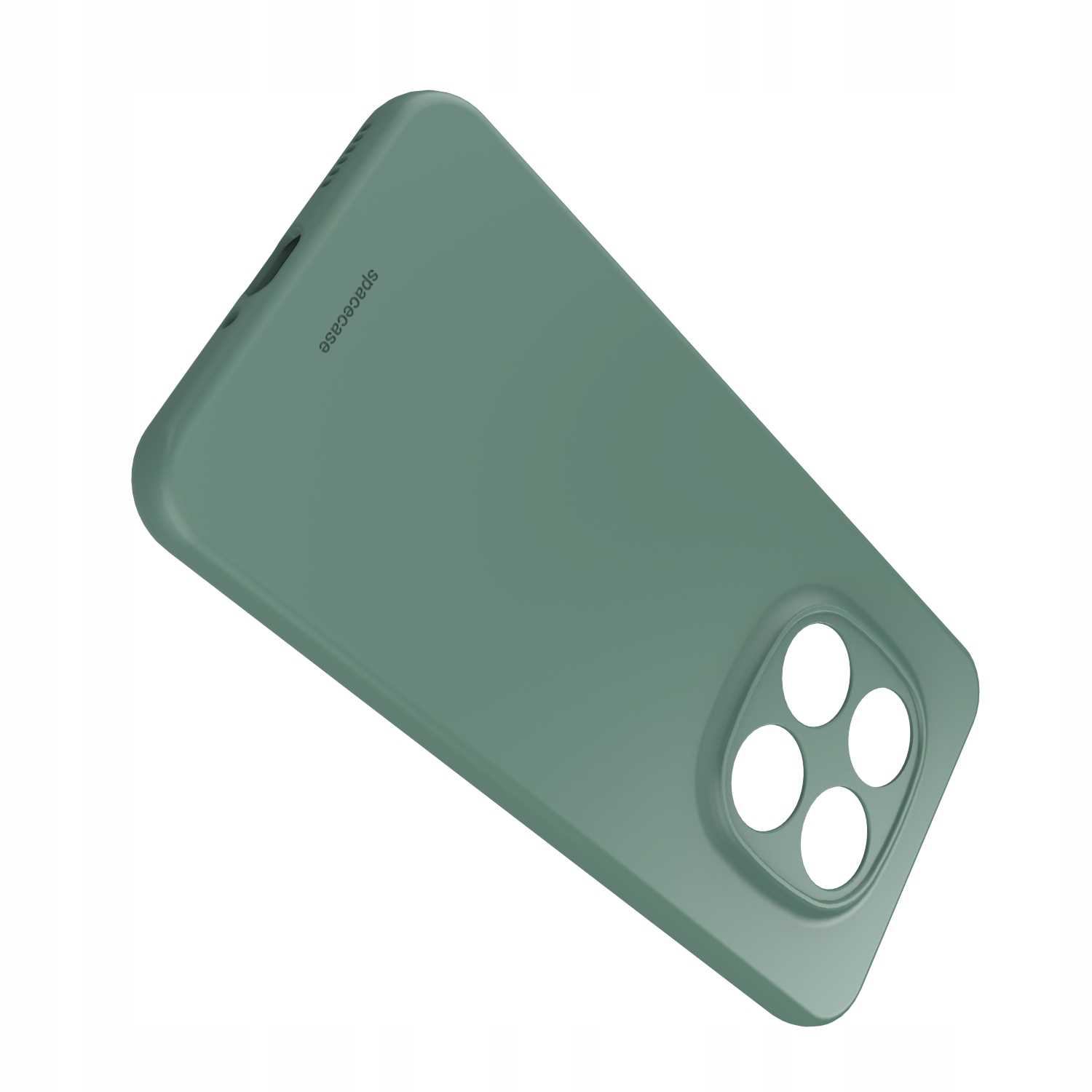 Morska zielona obudowa na telefon z teksturowanym tyłem i wycięciami na aparat.
