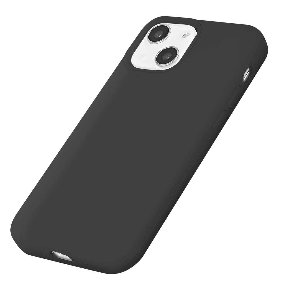Eine schwarze Handyhülle mit einem Kameramodul für zwei Linsen.