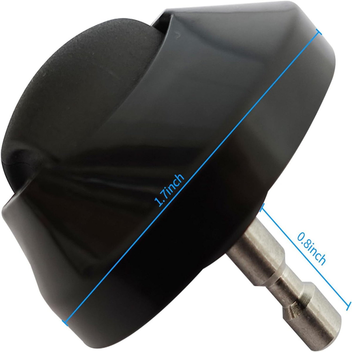 Czarne kółko obrotowe, szerokość 1,7 cala, z metalowym trzpieniem 0,8 cala.