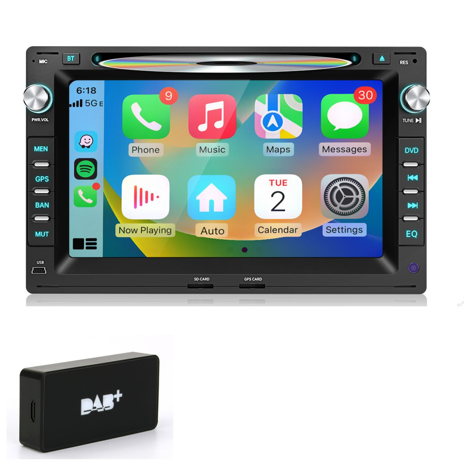 Autoradio mit Apps wie Telefon, Musik, Karten. Auch ein DAB+ Gerät.