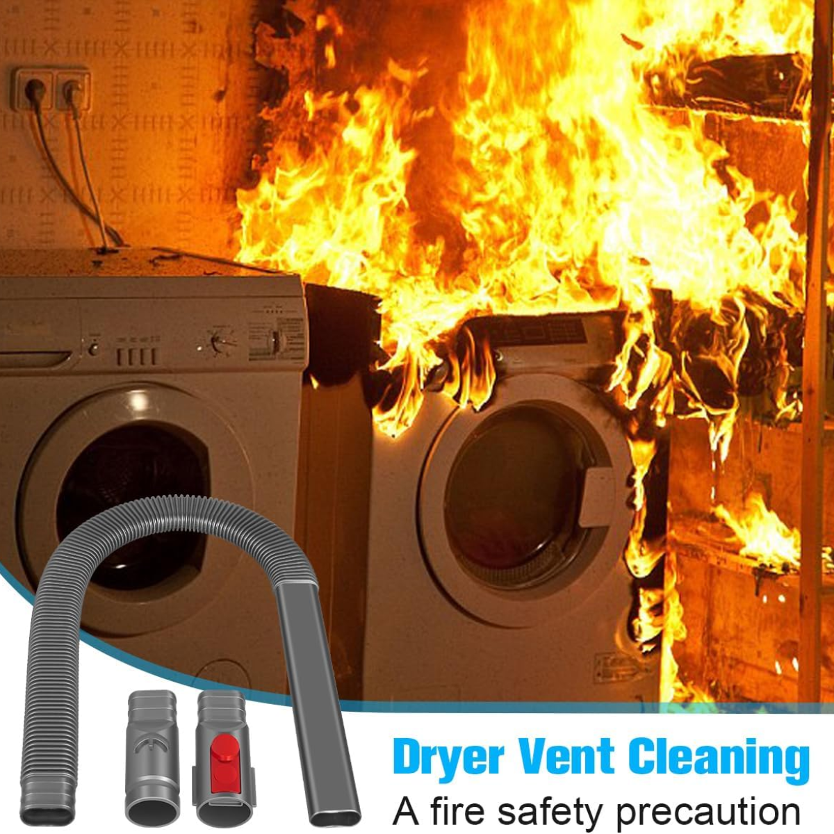 Zestaw do czyszczenia wentylacji suszarki z palącymi się pralkami.