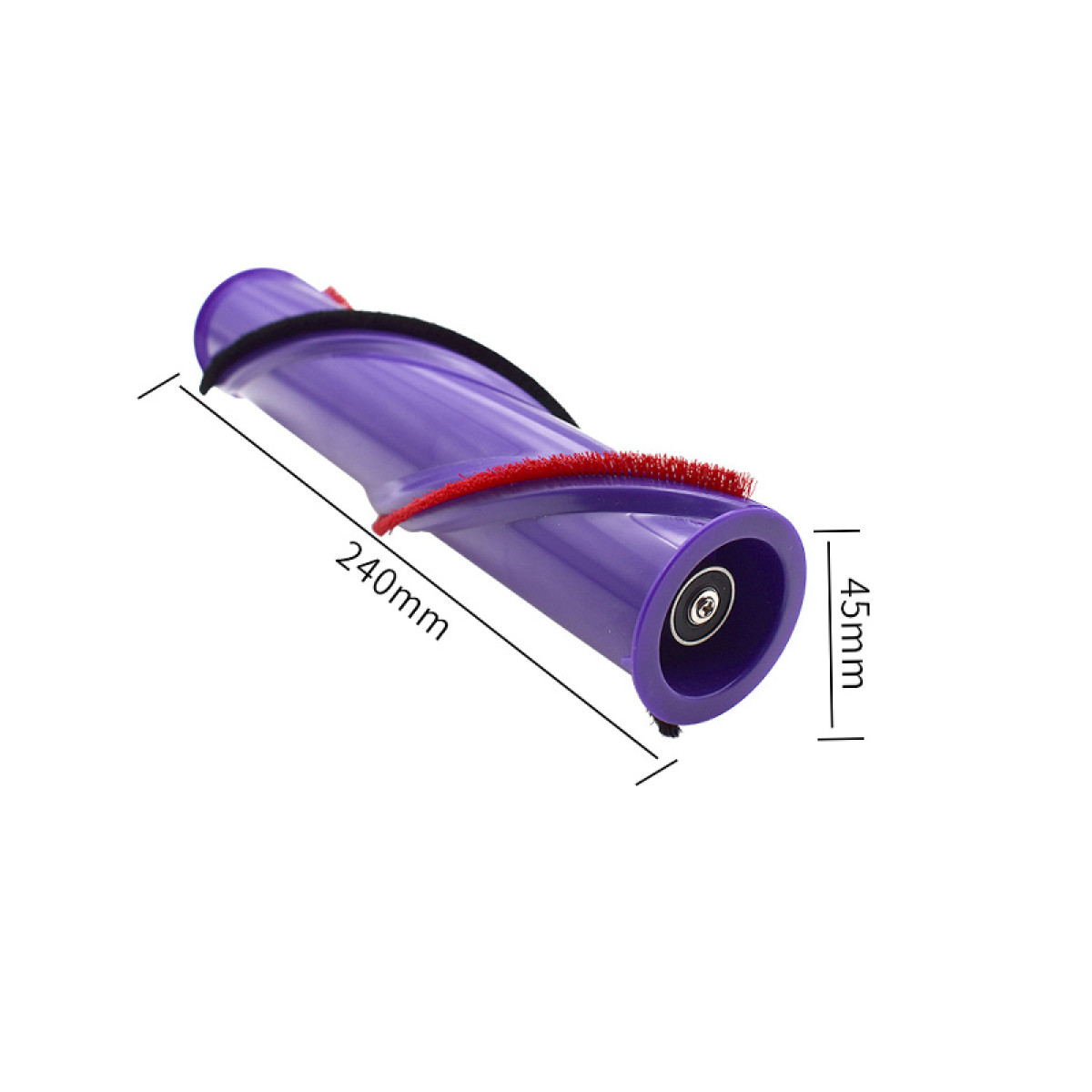 Fioletowa rolka szczotki odkurzacza, długość 240mm, szerokość 45mm.