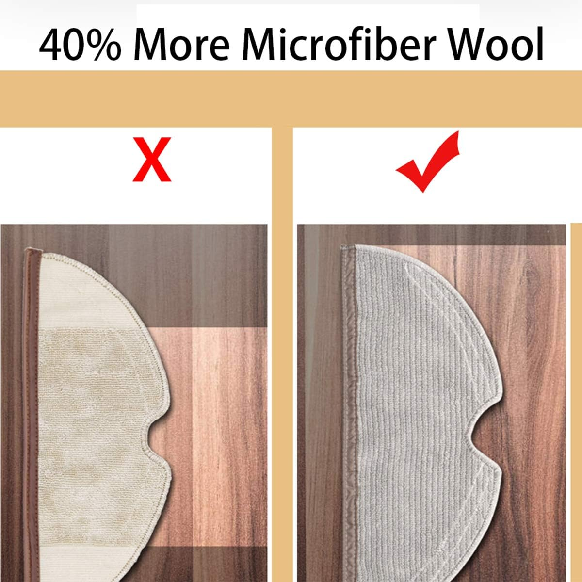 Porównanie dwóch nakładek z mikrofibry na drewnianym tle. Lewa z X, prawa ze znaczkiem.