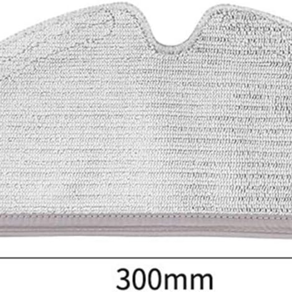 Zbliżenie srebrnej nakładki mopującej z mikrofibry o teksturowanej powierzchni i zakrzywionym wycięciu.
