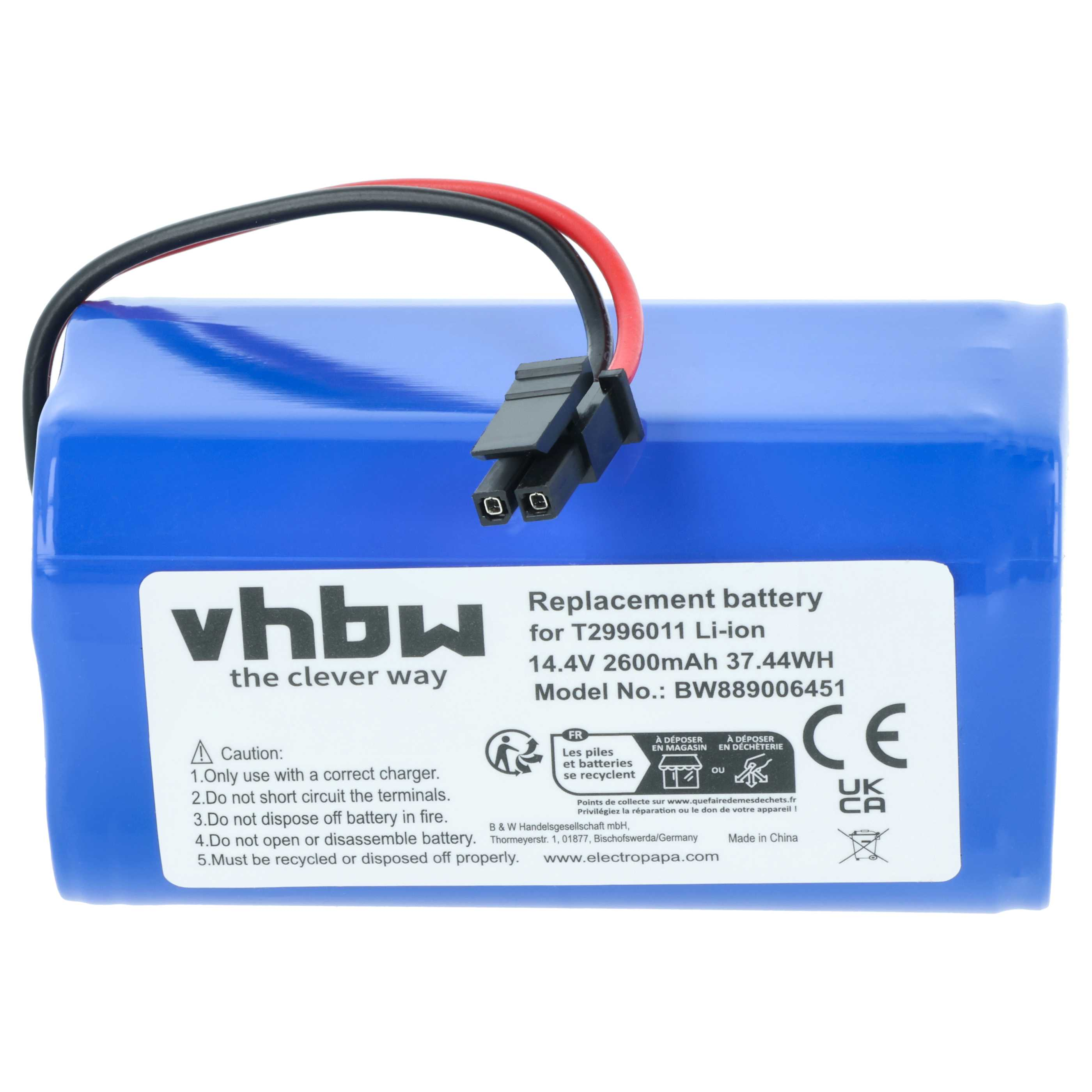 Blaue Li-Ion Ersatzbatterie mit Kabel und Stecker, 14.4V 2600mAh.