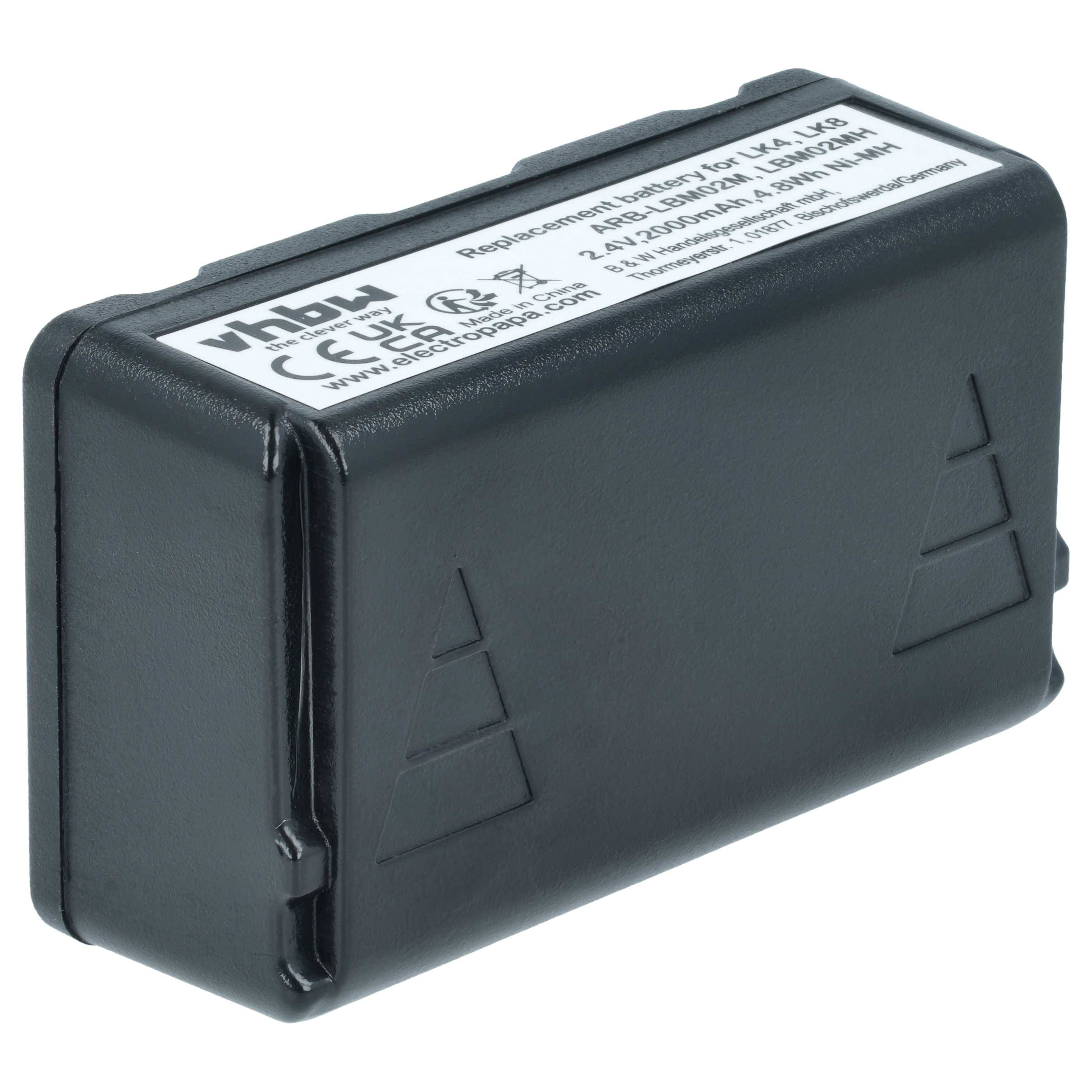 Ein schwarzer Ni-MH Akku mit Beschriftung, 2.4V, 2000mAh, Ersatz für LK4/LK8.