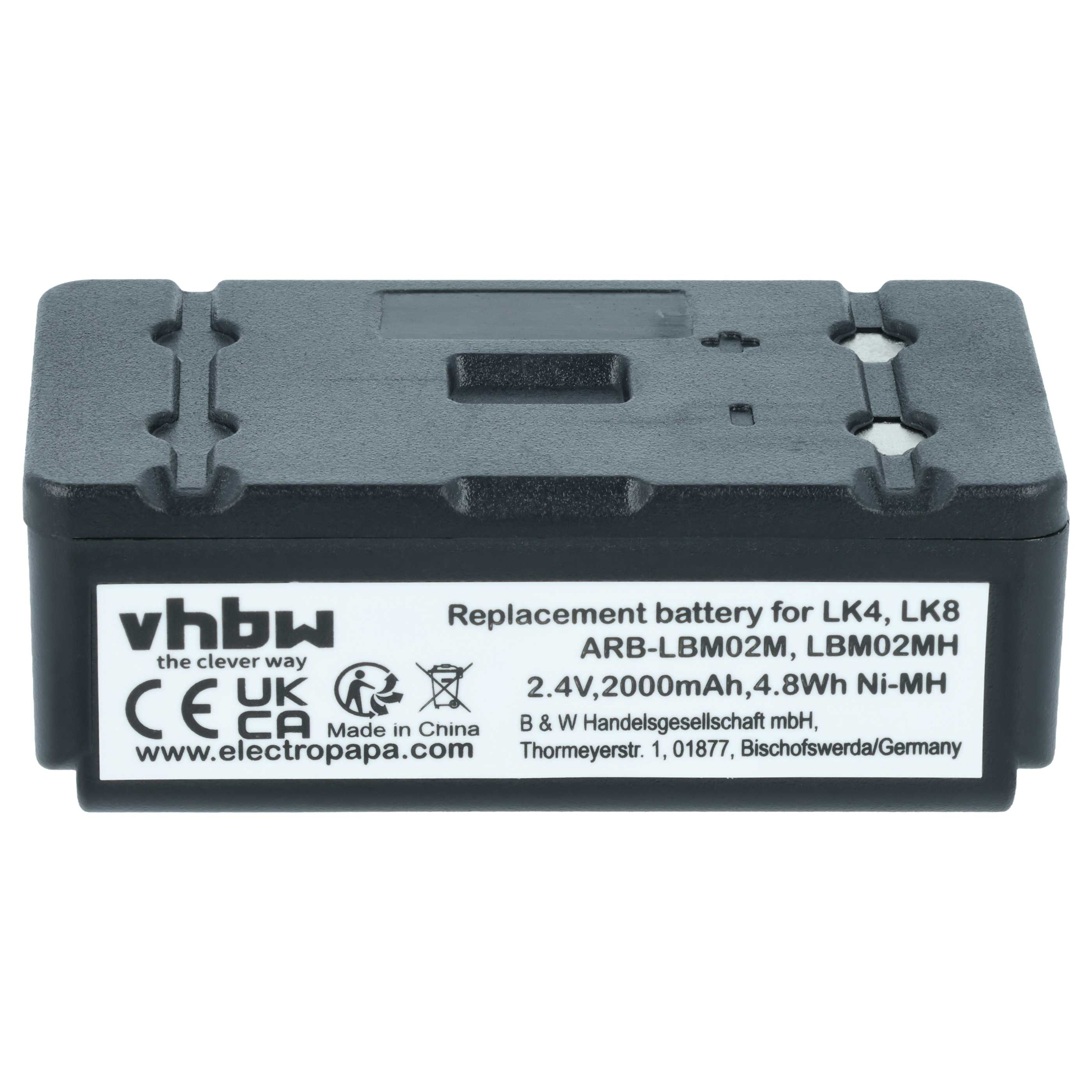 Ersatzakku für LK4, LK8 2,4V, 2000mAh Ni-MH mit Label.