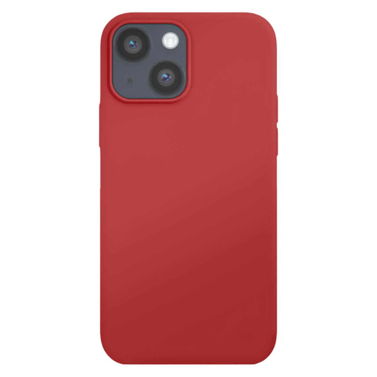 Custodia rossa per telefono con tre lenti sul retro.