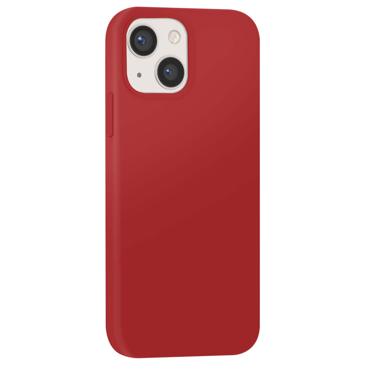Custodia rossa per telefono con due obiettivi della fotocamera e flash.