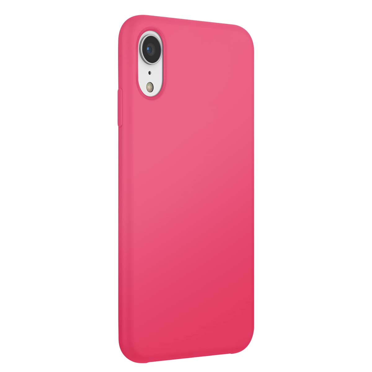 Una funda de teléfono rosa con un módulo de cámara en la parte posterior.