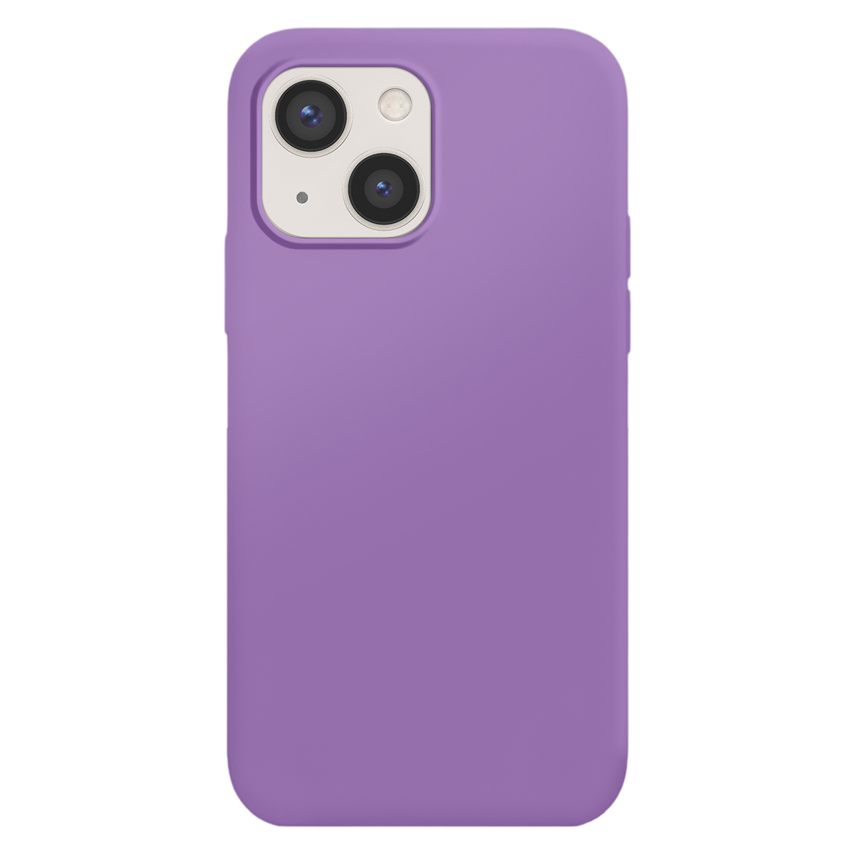 Una cover viola per iPhone con doppia fotocamera e flash.