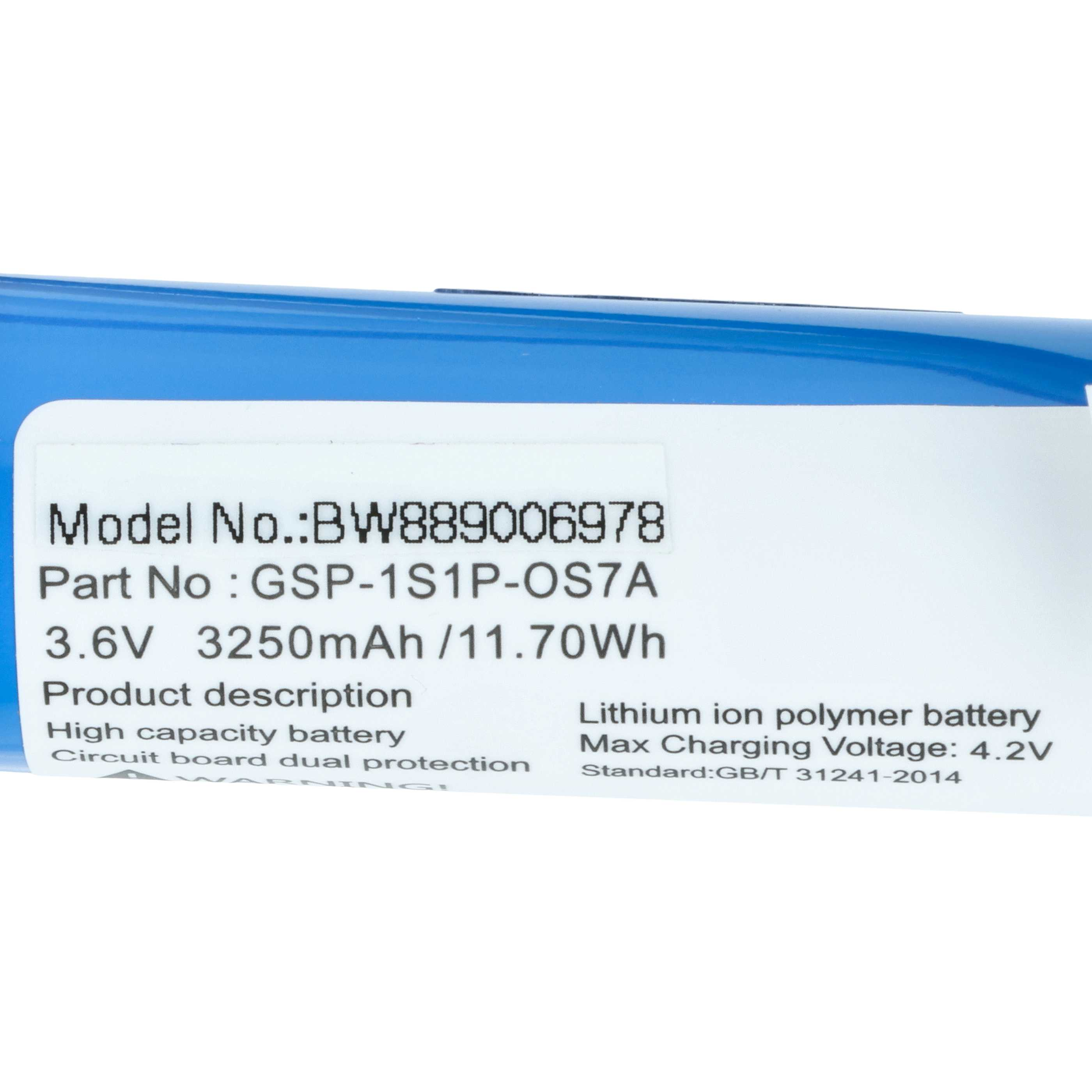 Ein 3,6-V-3250-mAh-Lithium-Ionen-Polymer-Akku, Modell BW889006978.