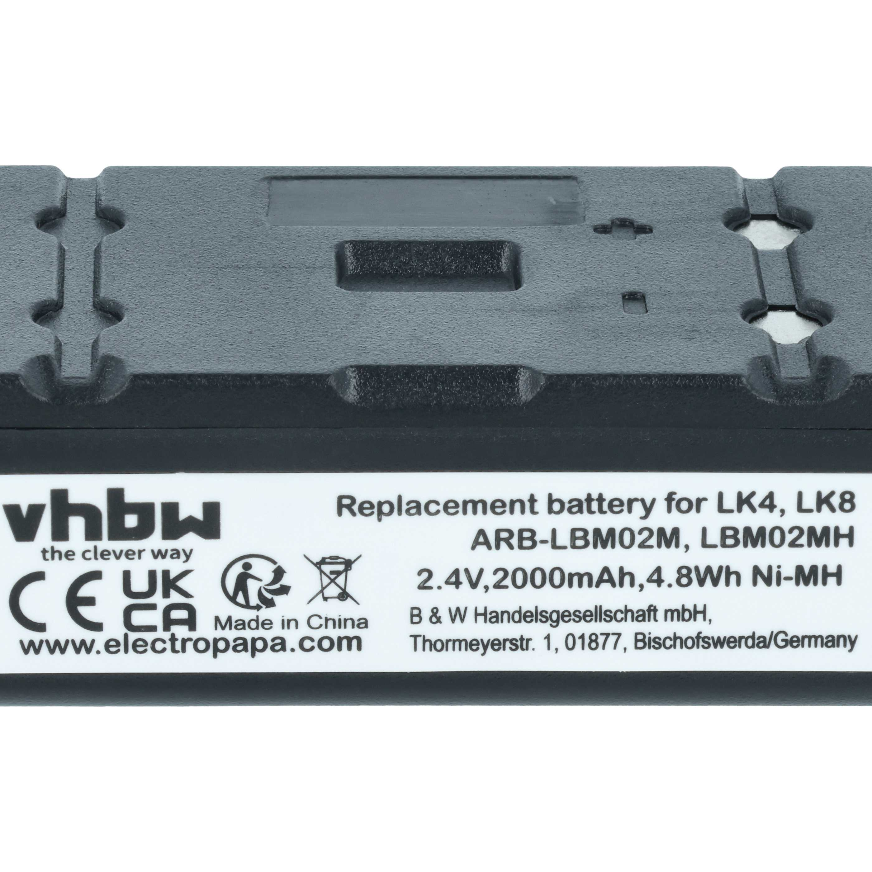 Schwarzer Akku für LK4/LK8, 2,4V, 2000mAh, Ni-MH