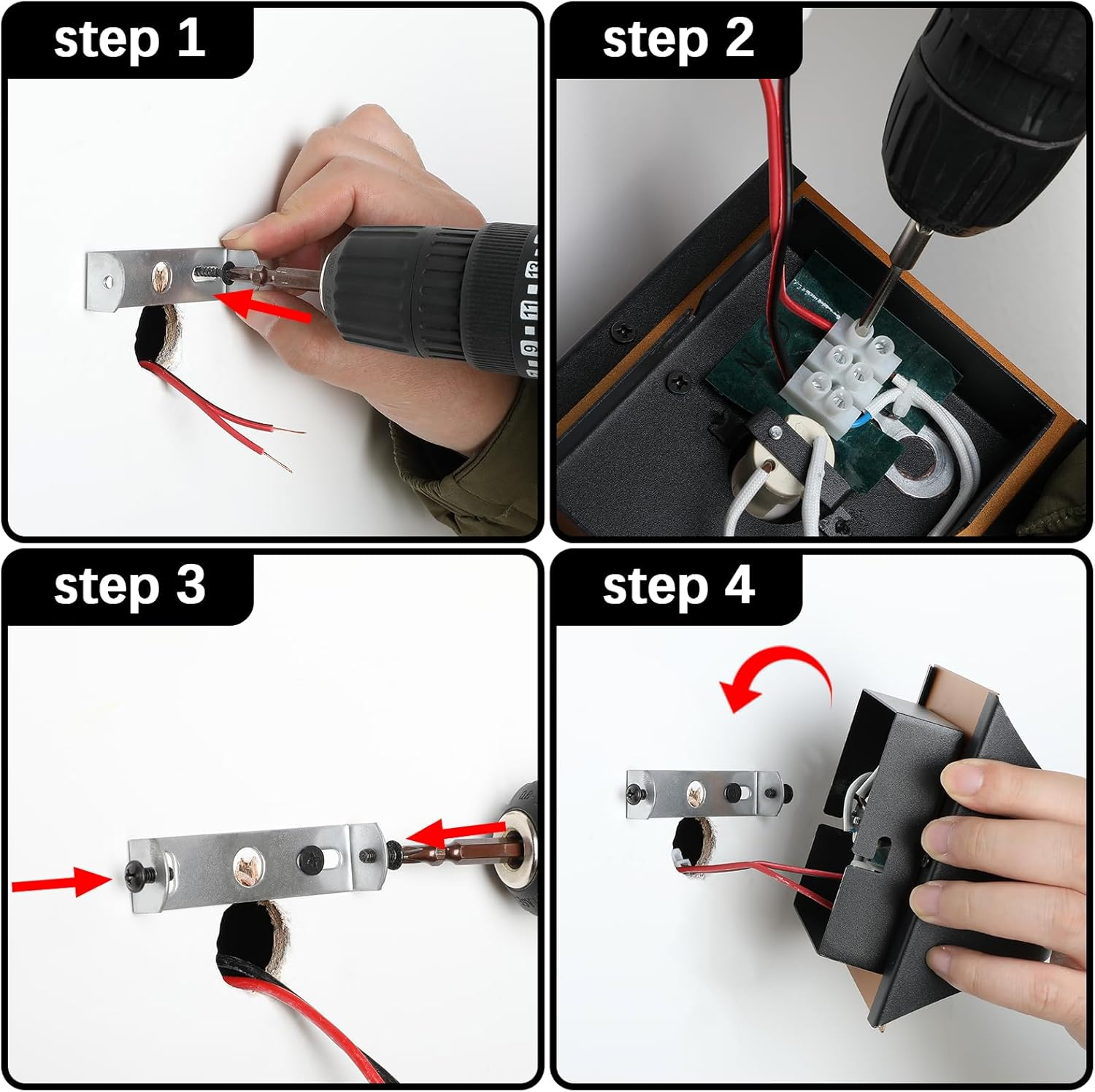 Guida all'installazione: Forare, cablare, fissare e montare la lampada.