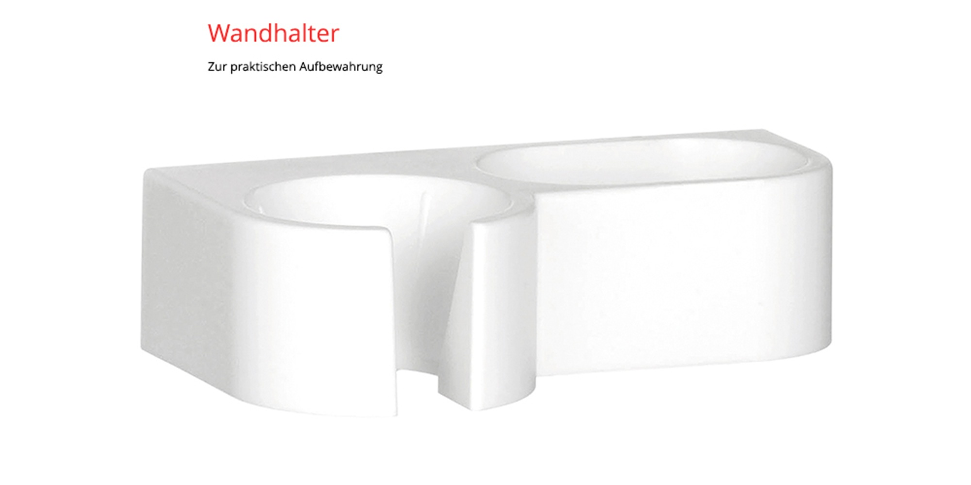 Ein weißer Wandhalter für zwei Gegenstände.
