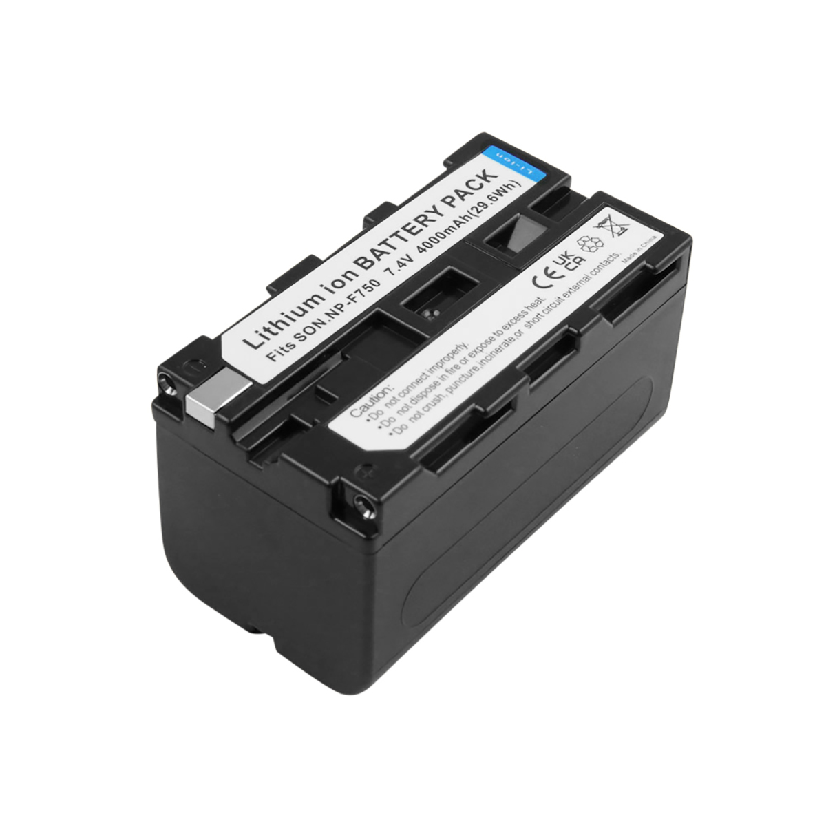 Batteria agli ioni di litio nera per fotocamere Sony NP-F750, 7.4V 4000mAh.