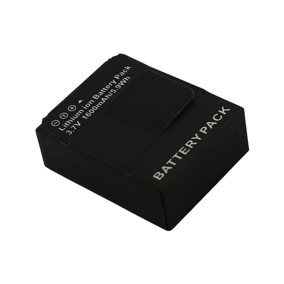 Batteria agli ioni di litio nera, 3,7 V 1600 mAh/5,9 Wh, etichettata BATTERY PACK.