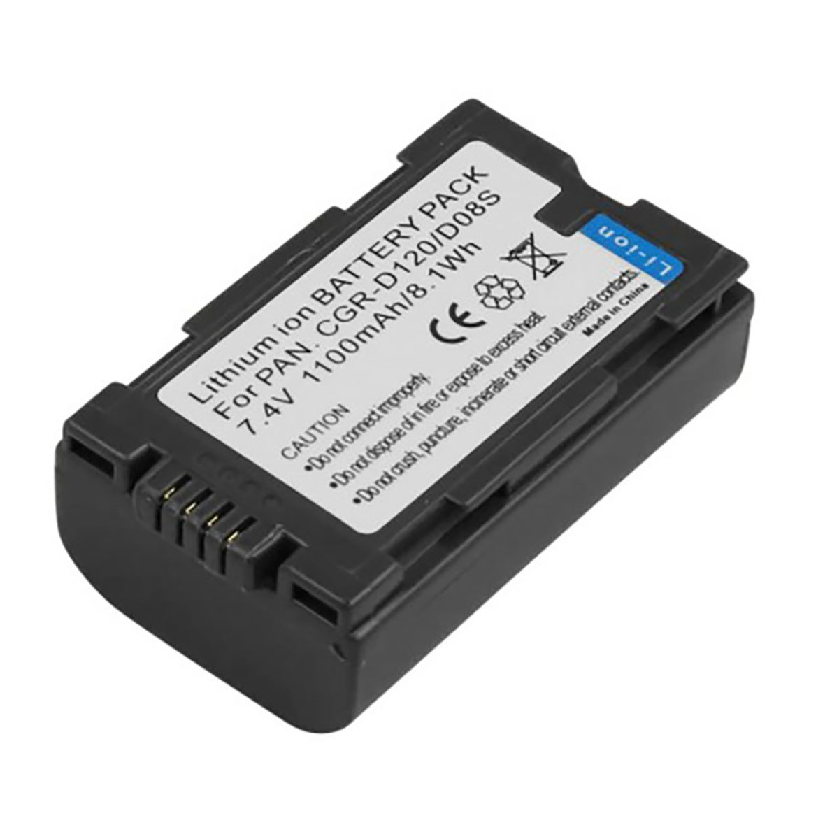 Batteria nera agli ioni di litio per PAN CGR-D120/D08S, 7,4V, 1100mAh.