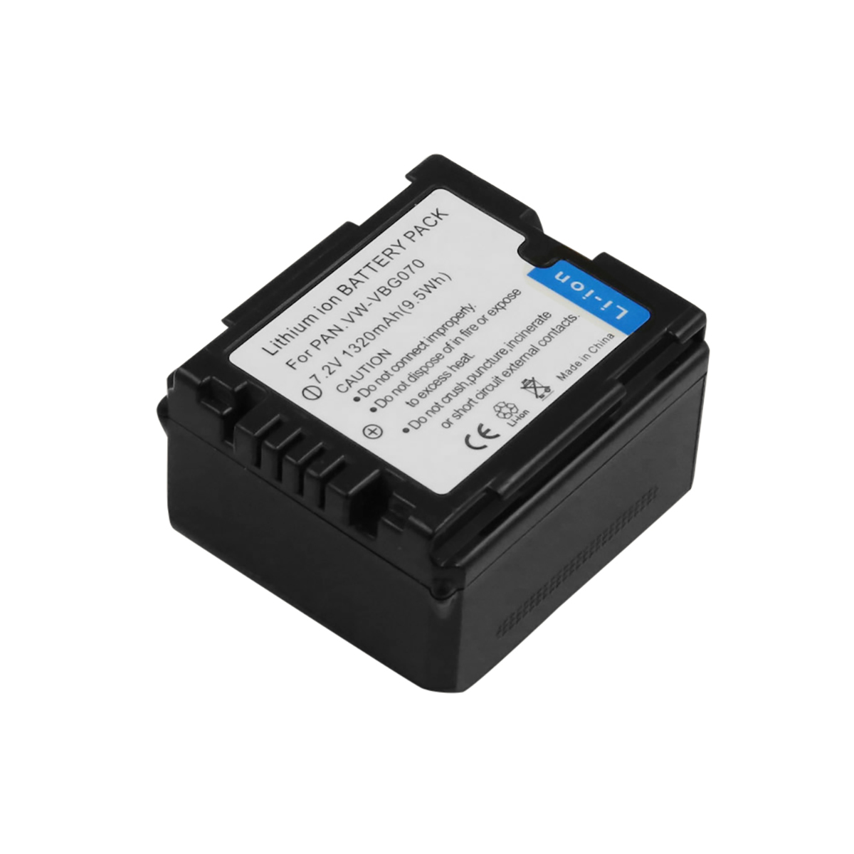 Batteria agli ioni di litio nera per PAN VW-VBG070, 7,2V 1320mAh.