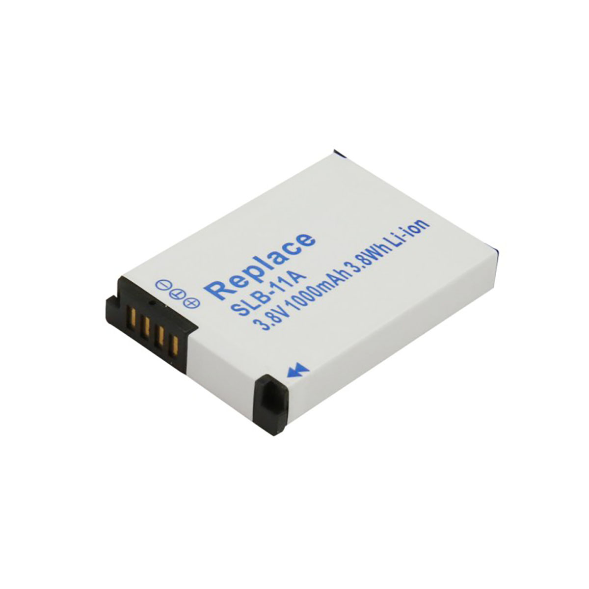 Batteria bianca SLB-11A, 3,8V 1000mAh Li-ion, con contatti.