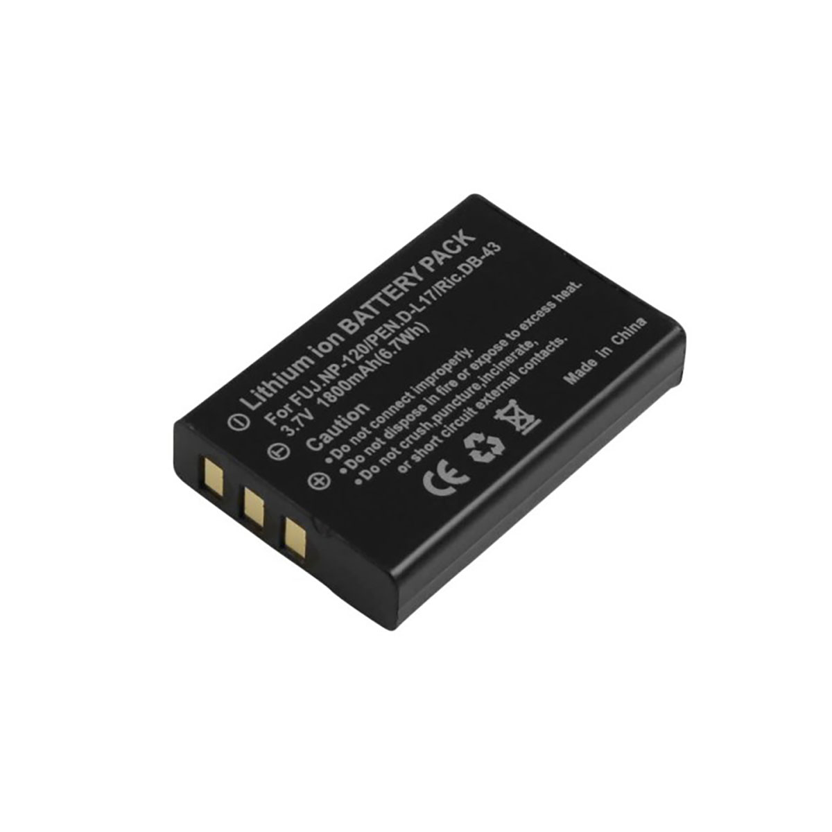 Batteria nera agli ioni di litio per FUJ.NP-120, 3,7V 1800mAh. Made in China.