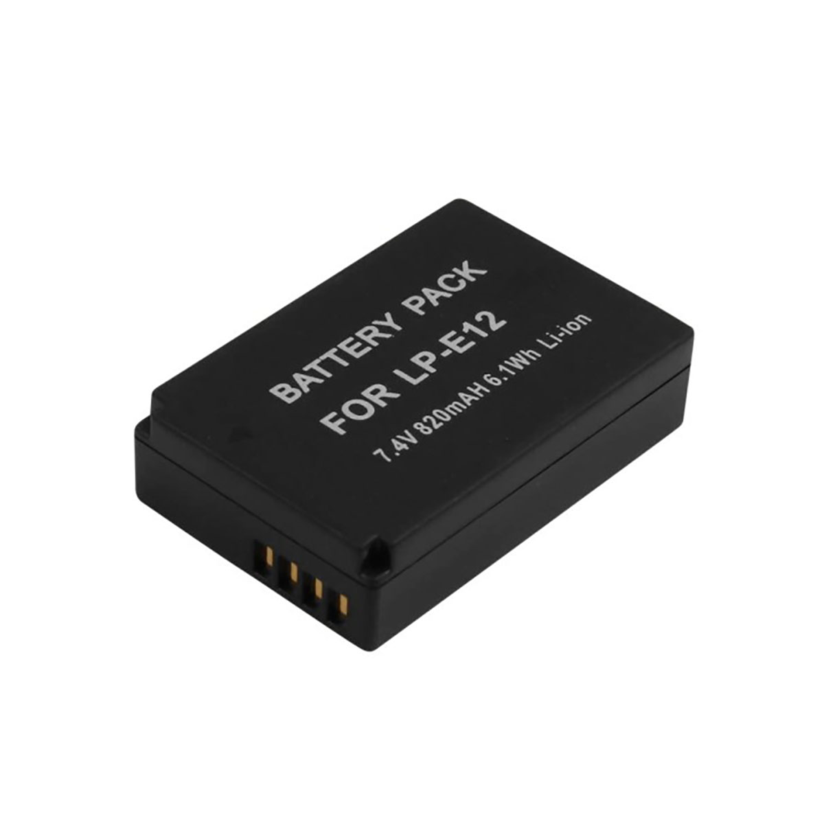 Batería negra para LP-E12, 7,4V 820mAh 6,1Wh Li-ion, con contactos.