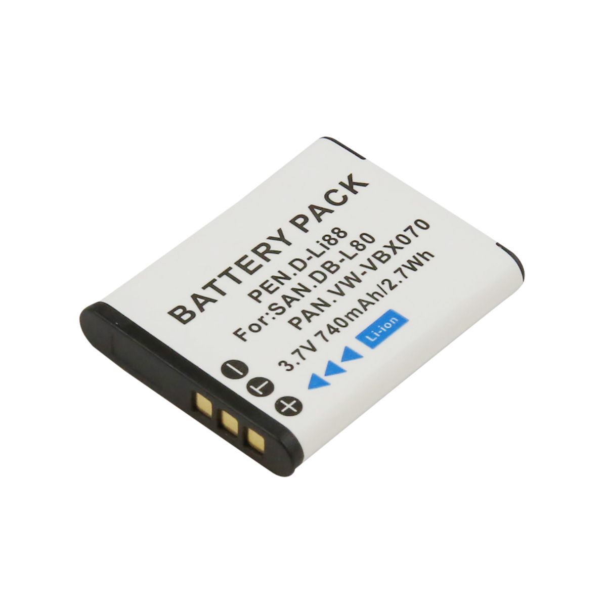Un pacco batteria bianco con finiture nere, etichettato